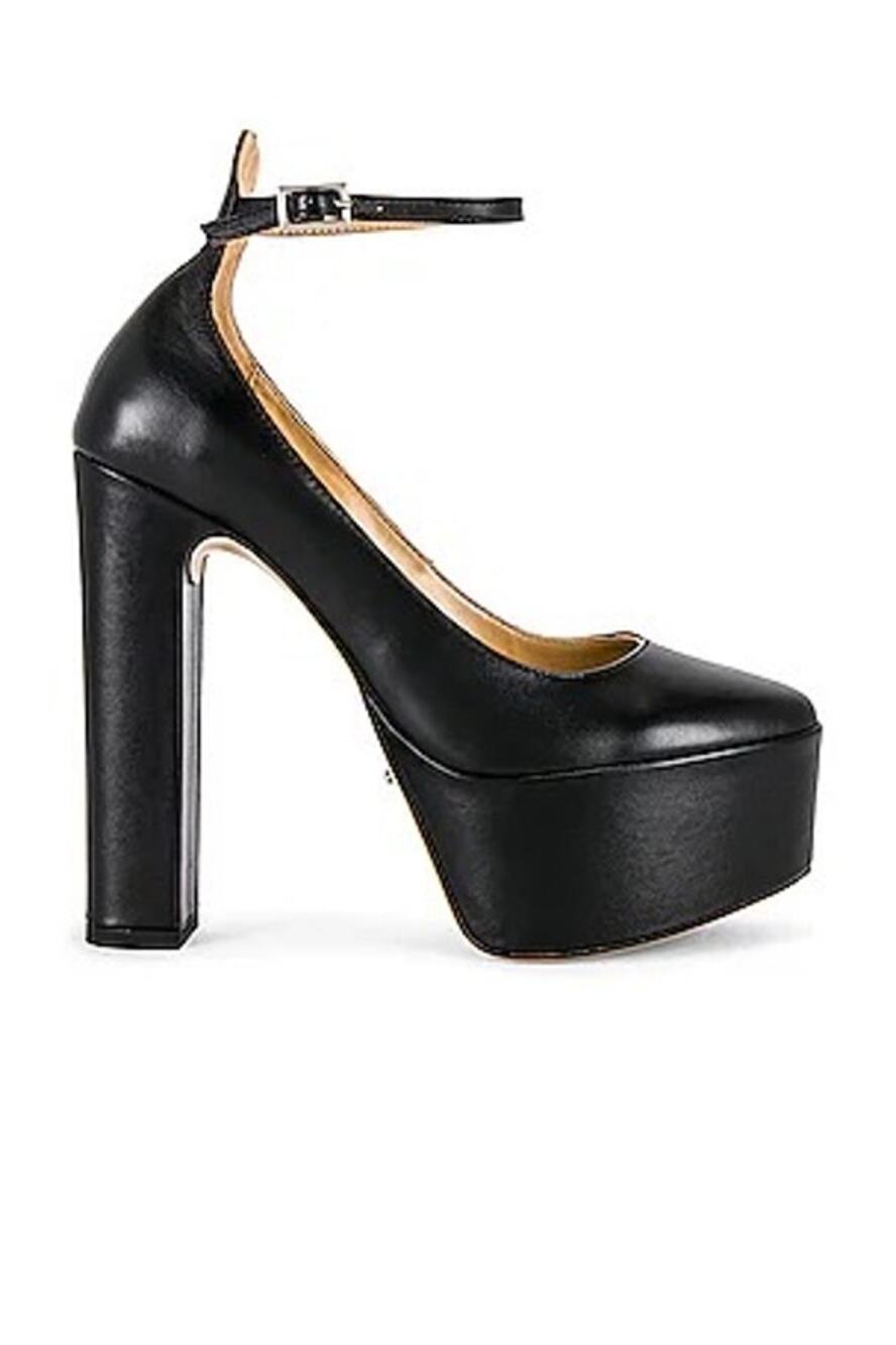 Tony Bianco Jaguar Black Como Leather Platform Ankle Strap Pumps Size 7